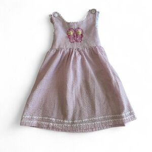 Lil Cactus Girls Dress Size 5T –‎ Pink & White Striped Vintage-Style Sundress